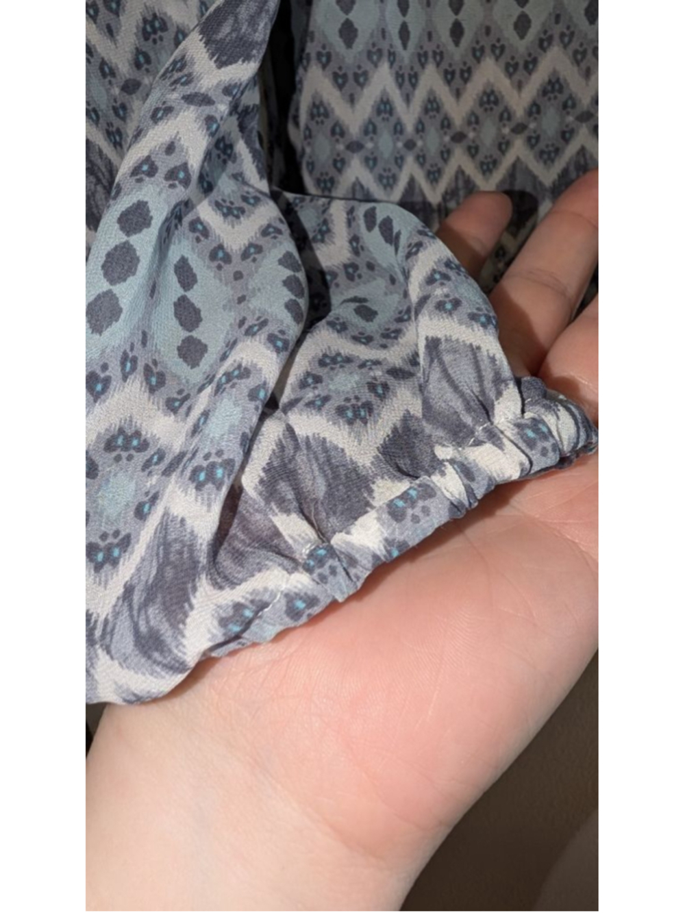 Maurices Patterned Tunic Top with Embellished Neck Size 2 - Picture 3 of 7